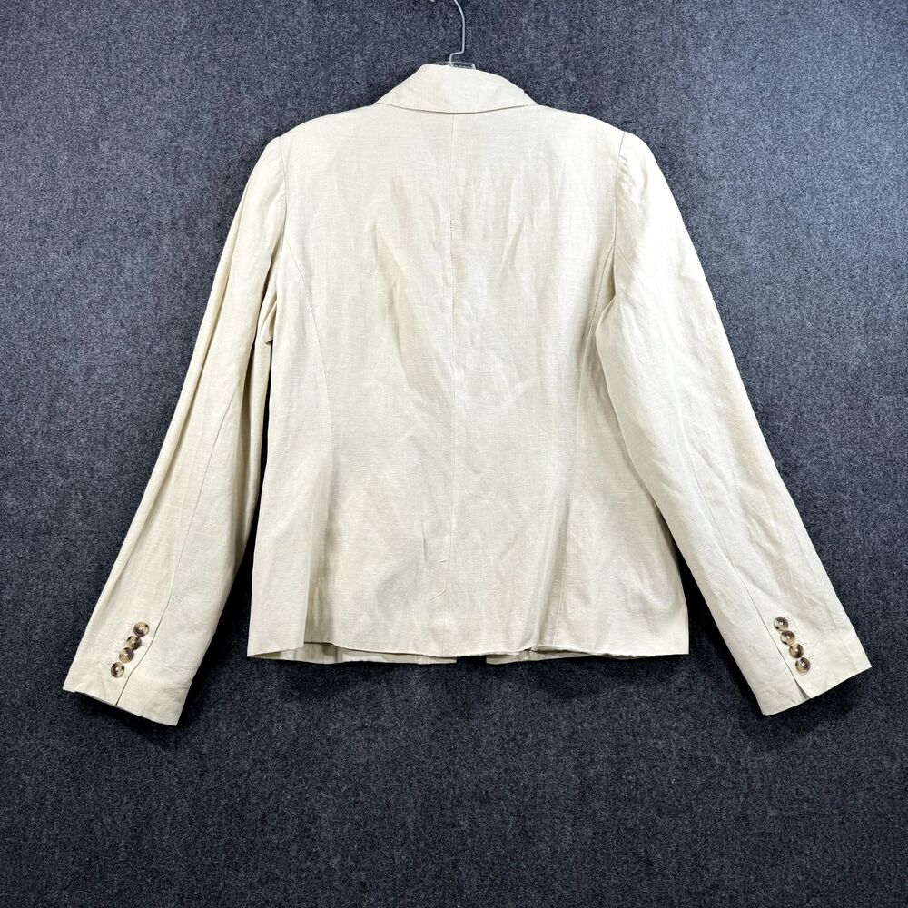 Isaac Mizrahi Blazer Women's 12 Linen Silk Blend Beige Fully Lined Jacket - Picture 6 of 7